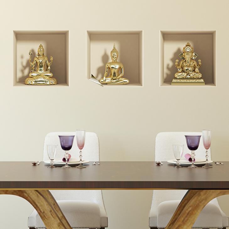 Wall decals for doors - Wall 3D Ganesh statue - ambiance-sticker.com